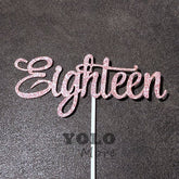 Happy 18th Eighteen Birthday Glitter Paper Cake Topper 18 //Rose Gold //Black Cake Decor Birthday Cake Decor Monogrammed Cake Topper